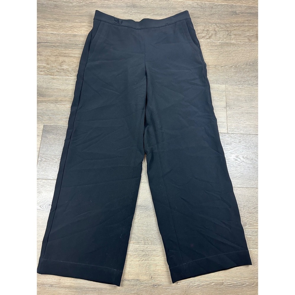 Talbots Womens Black Wide Leg Crop Pants Pull On Stretch Trousers Size S JO3069 - Picture 2 of 13